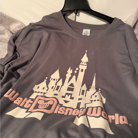 Disney Other - Disney Shirt - Purplish Gray with Pink Castle Design